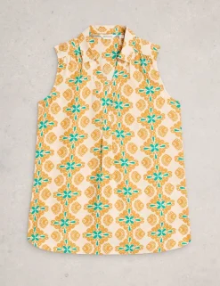 Pure Linen Collared Sleeveless Tunic
