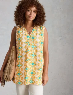 Pure Linen Collared Sleeveless Tunic