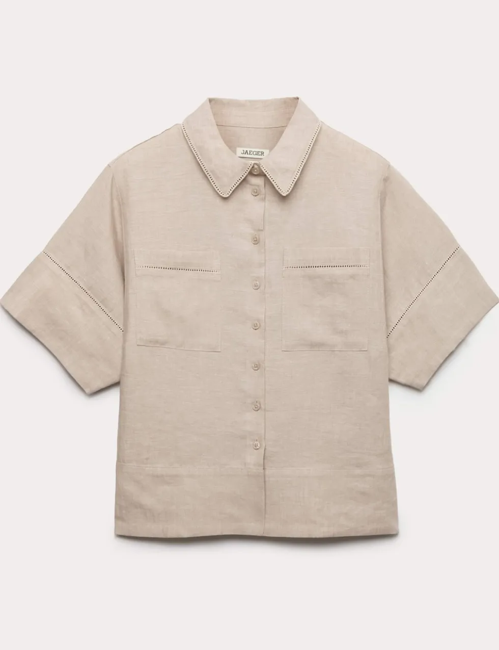 Pure Linen Collared Stitch Detail Shirt