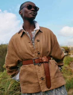 Pure Linen Collared Utility Jacket