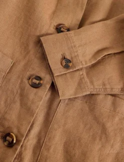 Pure Linen Collared Utility Jacket