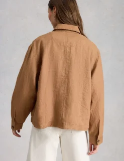 Pure Linen Collared Utility Jacket