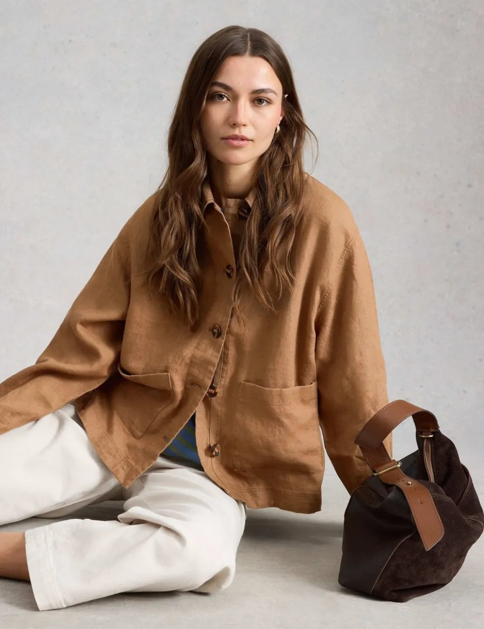 Pure Linen Collared Utility Jacket
