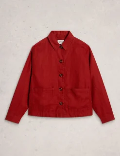 Pure Linen Collared Utility Jacket