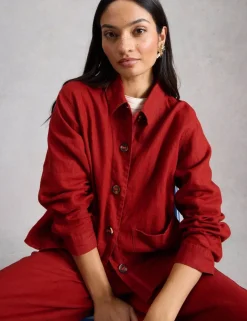 Pure Linen Collared Utility Jacket