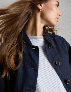 Pure Linen Collared Utility Jacket