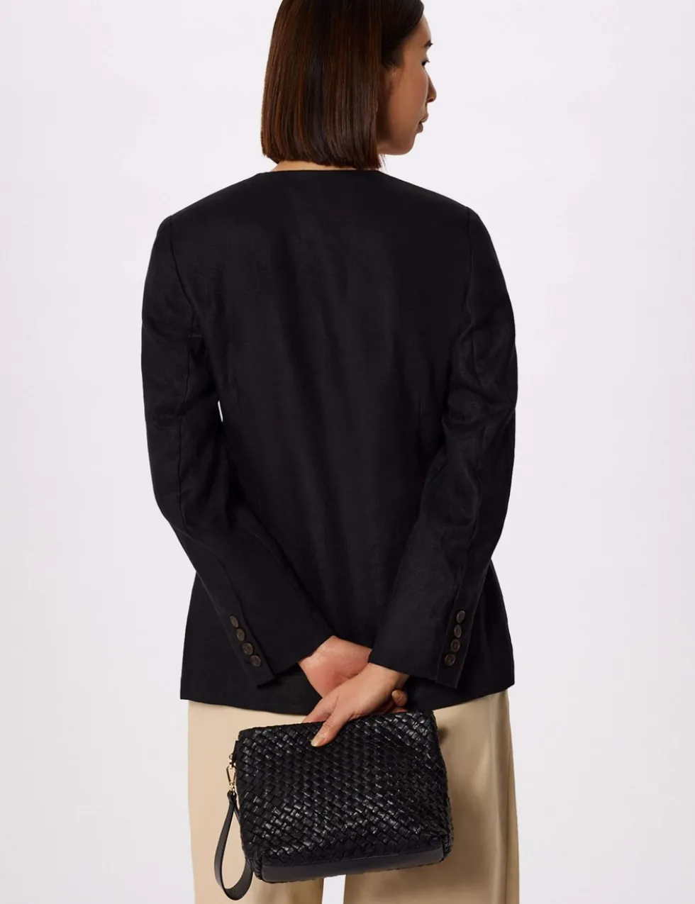 Pure Linen Collarless Blazer