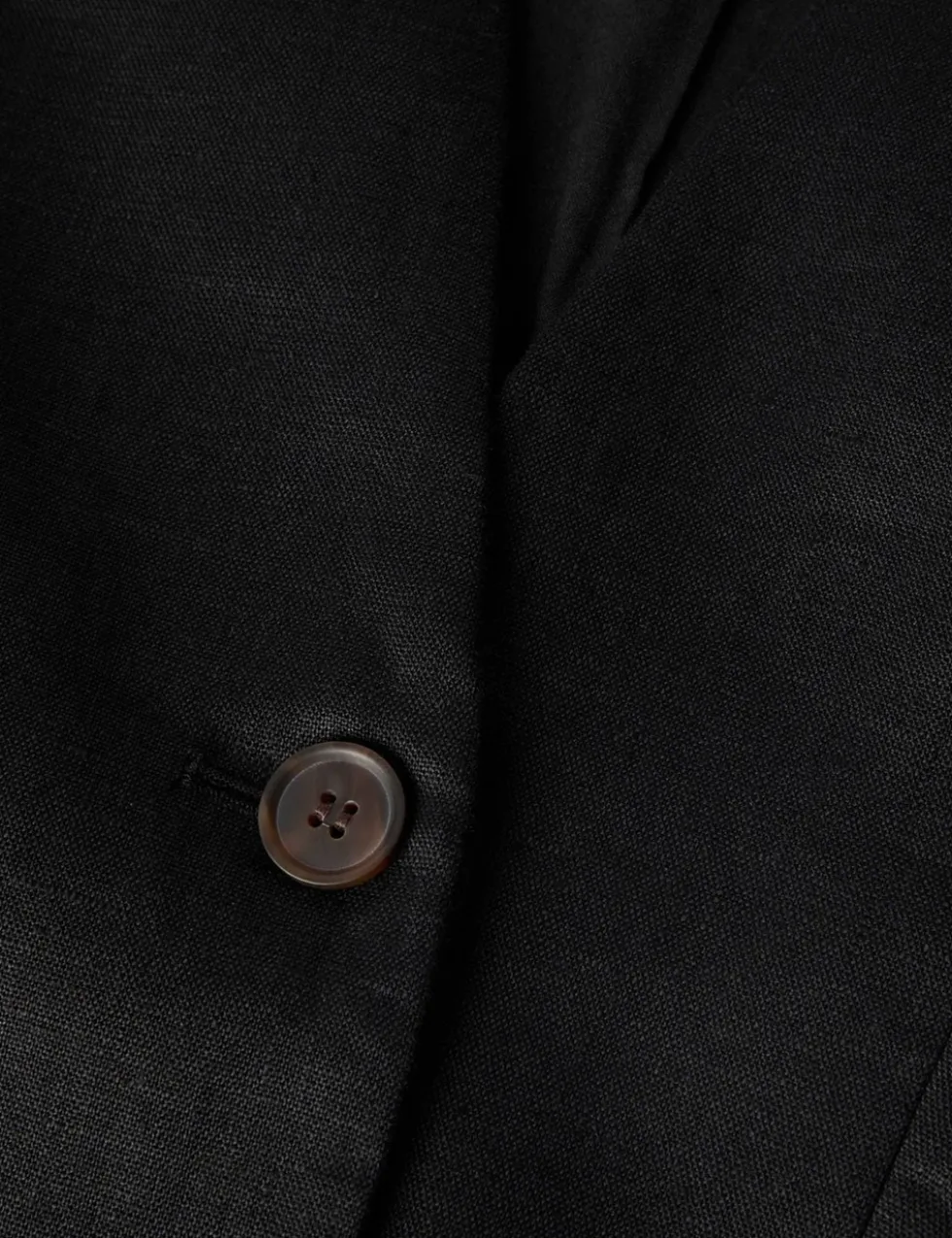 Pure Linen Collarless Blazer