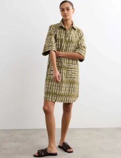 Pure Linen Dash Print Shift Dress