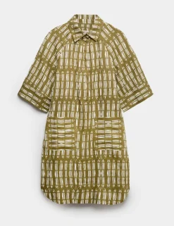 Pure Linen Dash Print Shift Dress