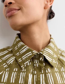 Pure Linen Dash Print Shift Dress