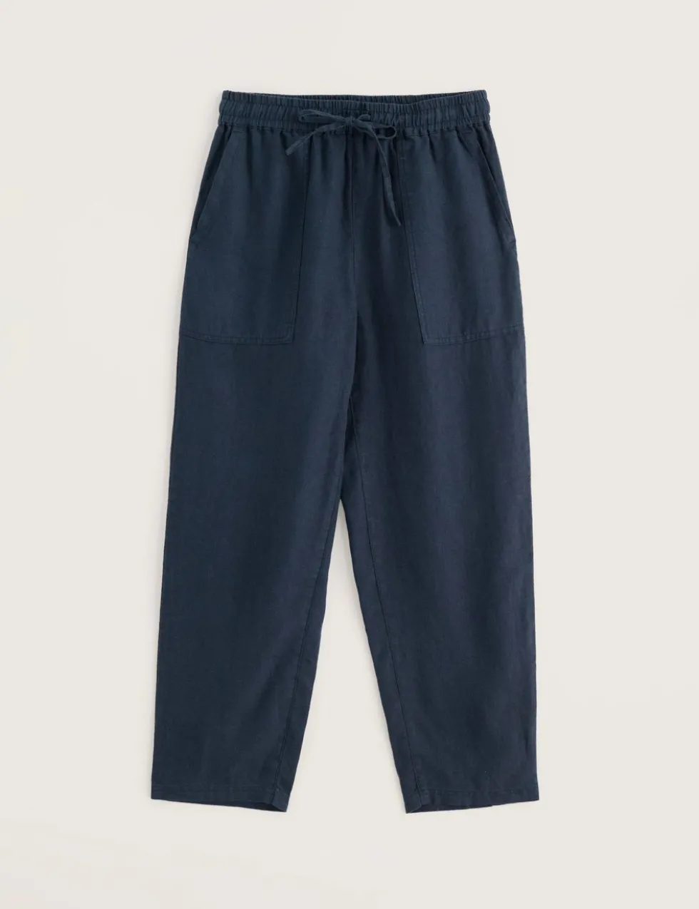 Pure Linen Drawstring Ankle Grazer Trousers