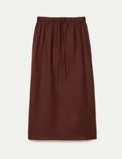 Pure Linen Drawstring Maxi Skirt