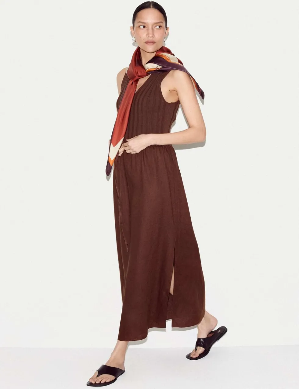 Pure Linen Drawstring Maxi Skirt