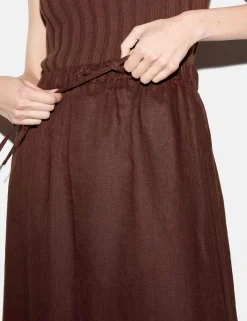 Pure Linen Drawstring Maxi Skirt