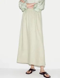 Pure Linen Drawstring Maxi Skirt