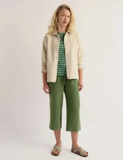 Pure Linen Drawstring Wide Leg Culottes