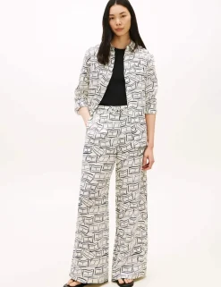 Pure Linen Elasticated Waist Wide Leg Trousers
