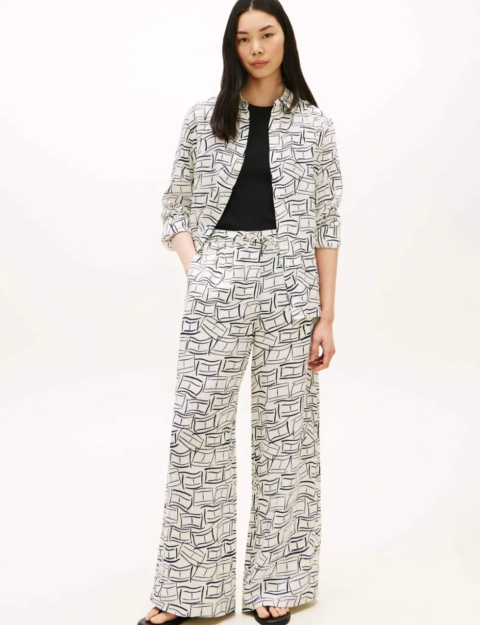 Pure Linen Elasticated Waist Wide Leg Trousers