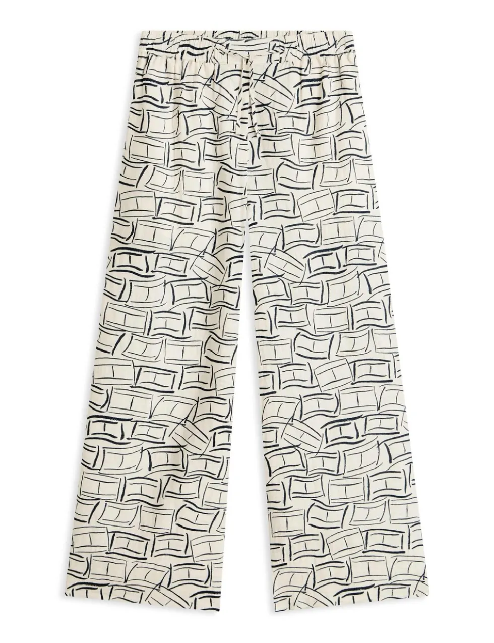 Pure Linen Elasticated Waist Wide Leg Trousers