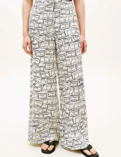 Pure Linen Elasticated Waist Wide Leg Trousers