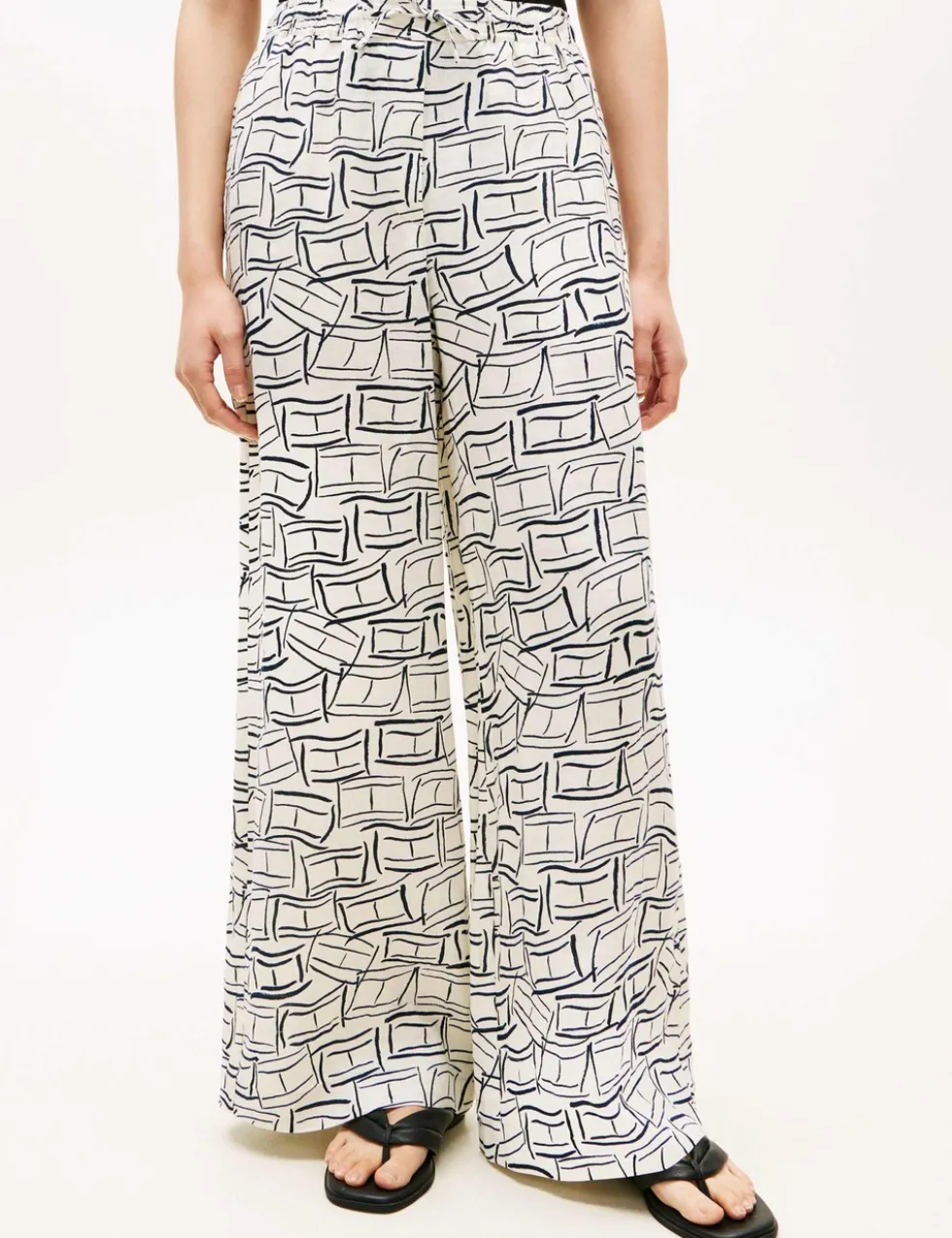Pure Linen Elasticated Waist Wide Leg Trousers
