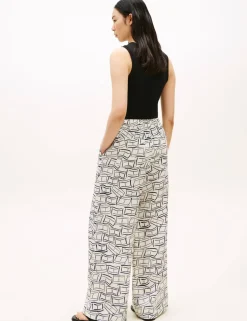 Pure Linen Elasticated Waist Wide Leg Trousers