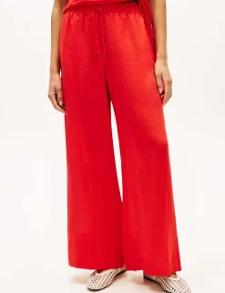 Pure Linen Elasticated Waist Wide Leg Trousers