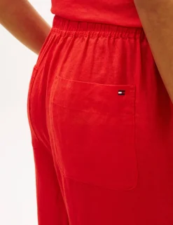 Pure Linen Elasticated Waist Wide Leg Trousers