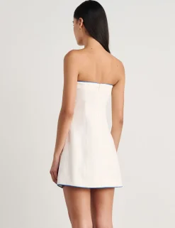 Pure Linen Embroidered Bandeau Mini Dress