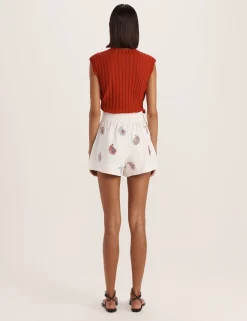 Pure Linen Embroidered Shorts