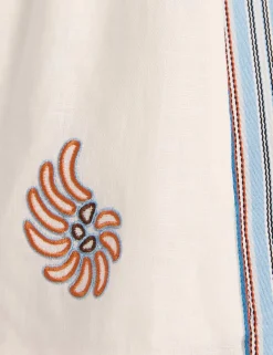 Pure Linen Embroidered Shorts