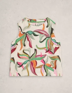 Pure Linen Floral Vest Top