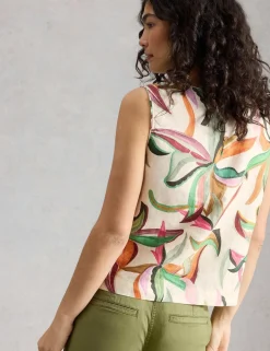 Pure Linen Floral Vest Top