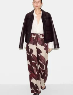 Pure Linen Floral Wide Leg Trousers