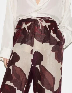 Pure Linen Floral Wide Leg Trousers