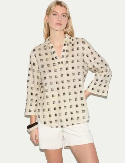Pure Linen Geometric Checked Tunic