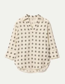 Pure Linen Geometric Checked Tunic