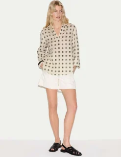 Pure Linen Geometric Checked Tunic