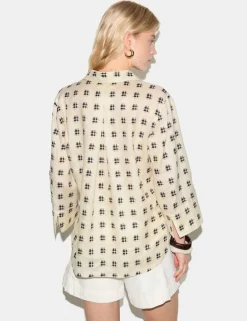 Pure Linen Geometric Checked Tunic