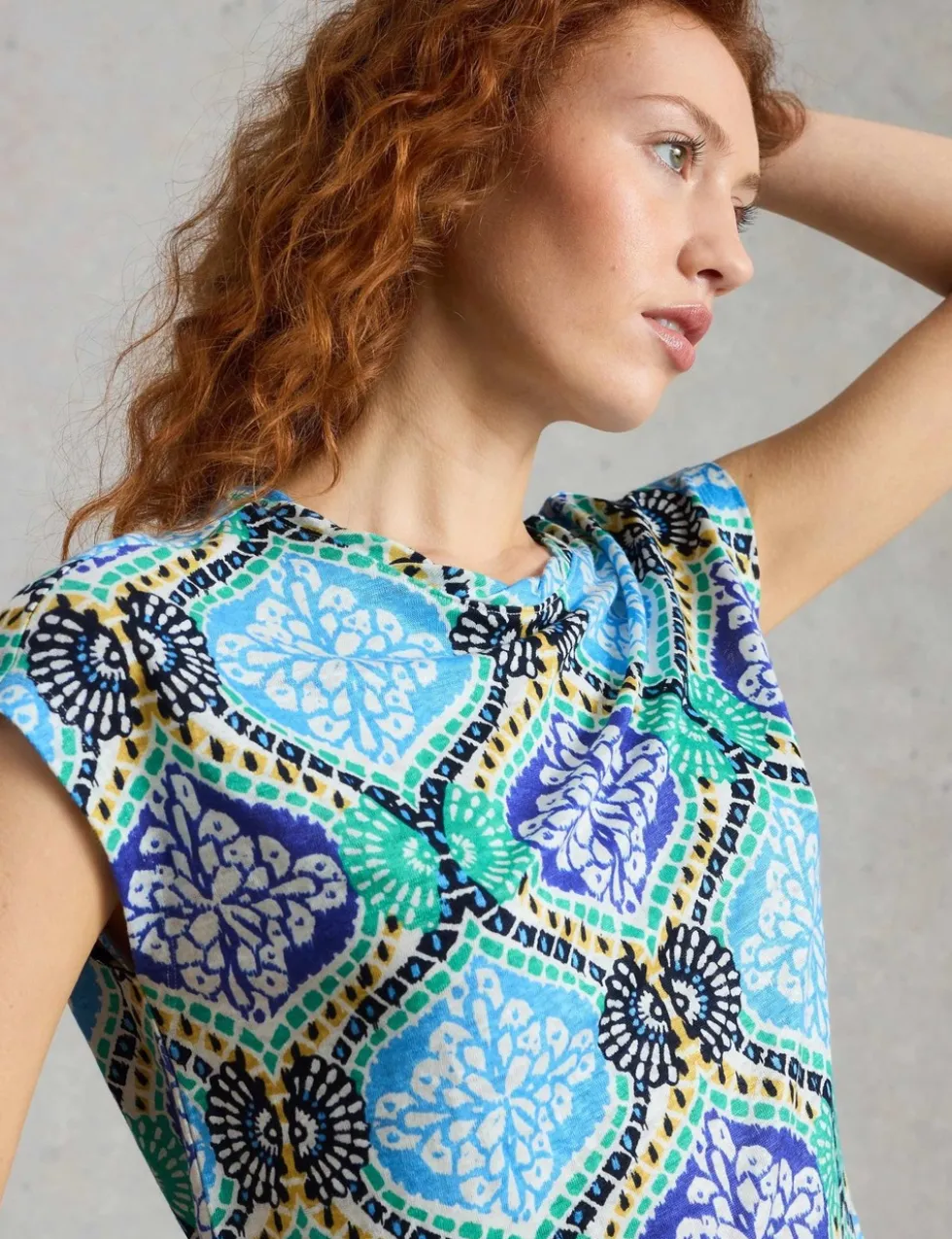 Pure Linen Geometric T-Shirt