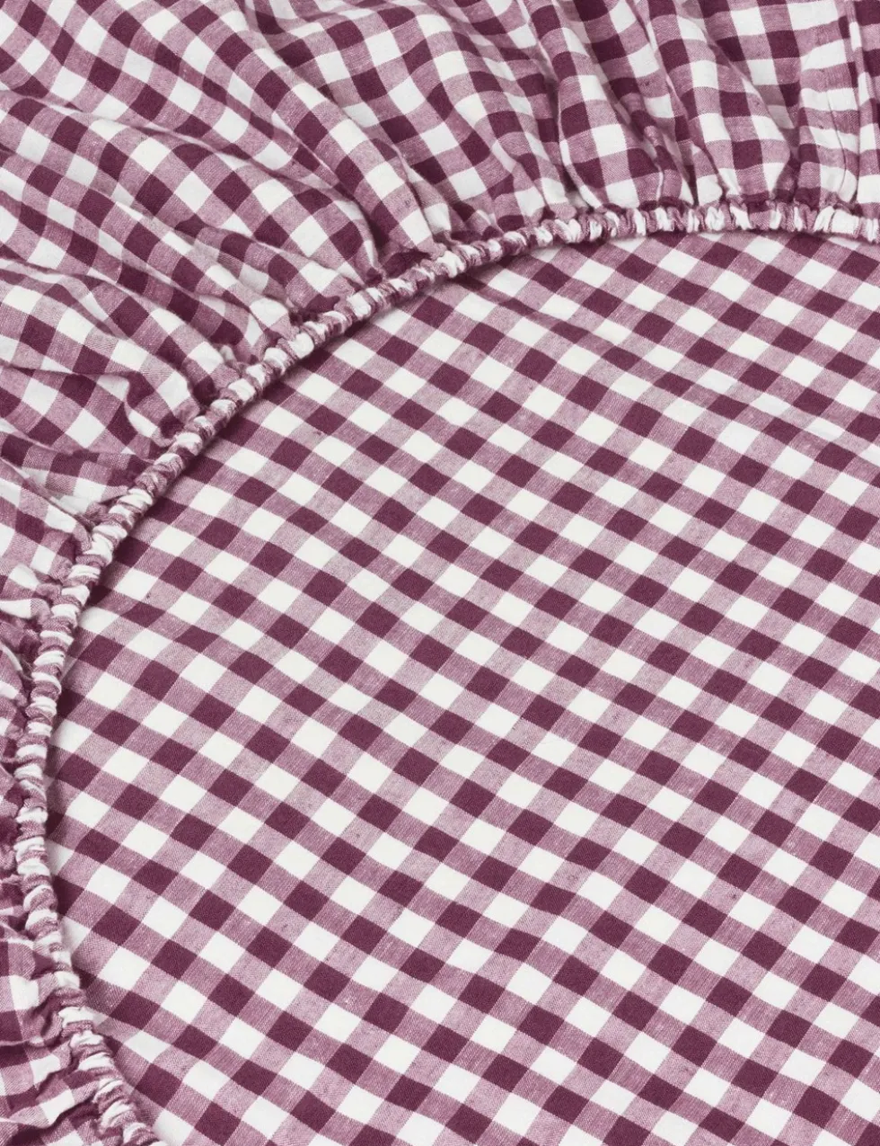 Pure Linen Gingham Fitted Sheet
