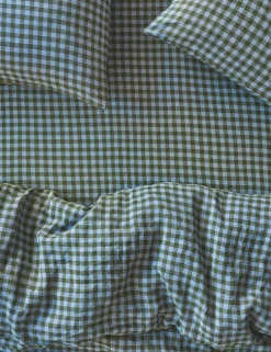 Pure Linen Gingham Fitted Sheet