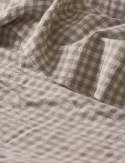 Pure Linen Gingham Flat Sheet