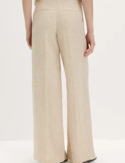Pure Linen Gingham Wide Leg Trousers
