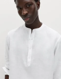 Pure Linen Grandad Collar Shirt