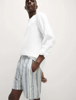 Pure Linen Grandad Collar Shirt