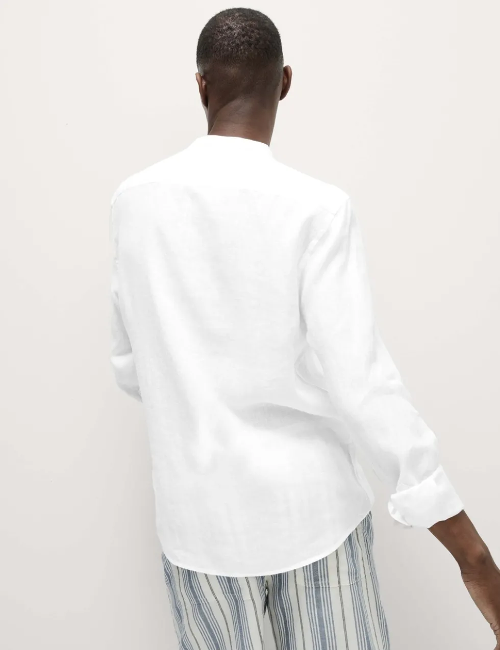 Pure Linen Grandad Collar Shirt