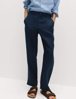Pure Linen Half- Elasticated Waist Trousers