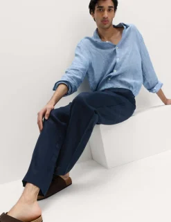 Pure Linen Half- Elasticated Waist Trousers